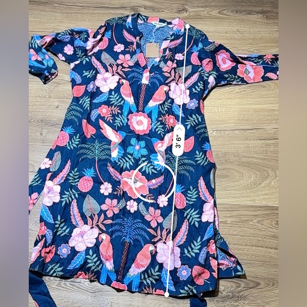 Boden 100% Linen Tropical Bird Print Dress XL 16-18 NWT - Picture 9 of 9